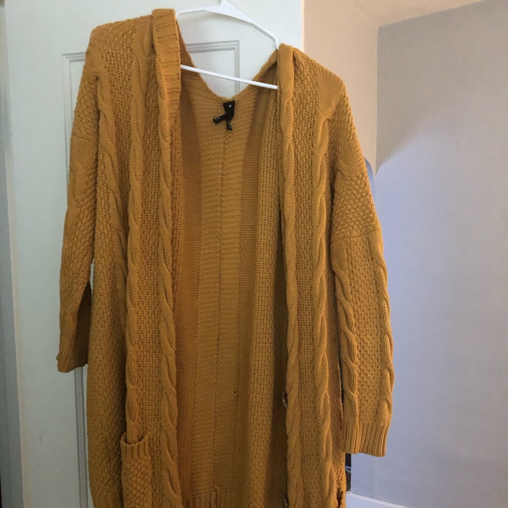Long Knit Mustard Cardigan